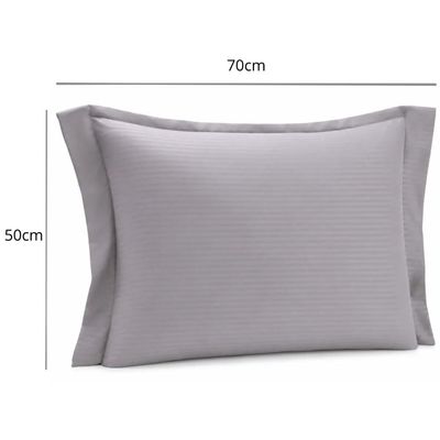 Jogo 4 Fronhas Travesseiro Cinza 50x70cm Brisa Lyor 200 Fios Listrada com Abas Cama Casal
