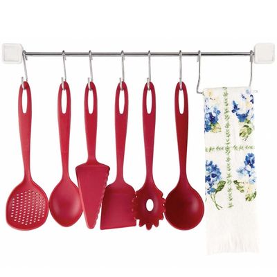 Barra para Cozinha Suporte Organizador Porta Talheres com 6 Ganchos Cromado