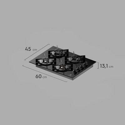 Cooktop 4 Bocas Electrolux KE4GR Efficient Mesa de Vidro Grade de Aço Preto / Bivolt
