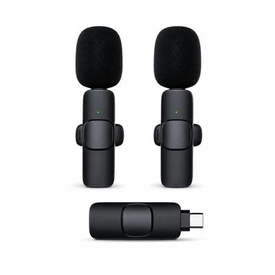 Kit 2 Microfones Lapela sem Fio Type C MDM para Smartphone Android Recarregavel com Transmissao