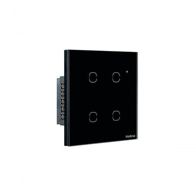 Interruptor Smart Wi-Fi Touch EWS 1004 com 4 Teclas e Controle por Aplicativo Preto Intelbras