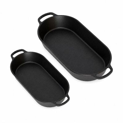 Conjunto 2 Assadeira Beira Alta 5146PM Ferro Fundido Puro para Forno e Fogão Inox Panela Mineira