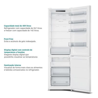 Geladeira Philco PRF40A Frost Free Inverter Duplex Inverse 409L Inox 110V
