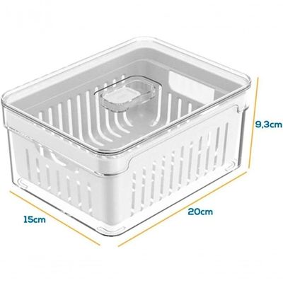 Kit 4 Organizadores KT4OB22 Acrílico 2,2L Geladeira Armário Branco Clear