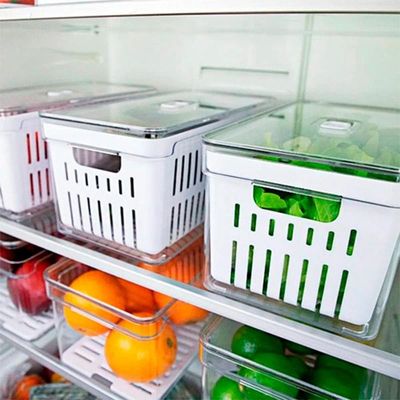 Kit 4 Organizadores KT4OB22 Acrílico 2,2L Geladeira Armário Branco Clear