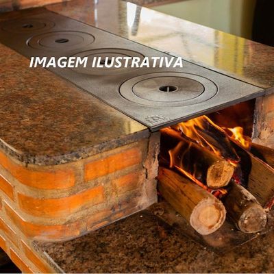 Chapa de Fogão a Lenha 4 Furos Pesada Redução Preta Libaneza