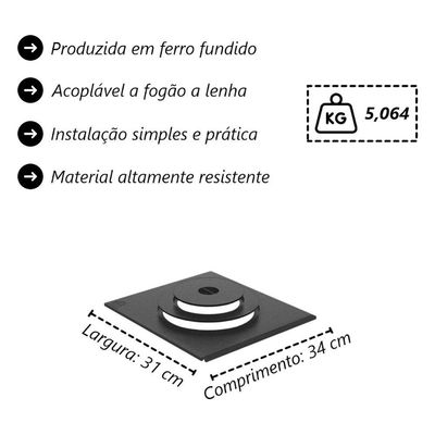 Kit 4 Chapas Modulares para Fogão a Lenha Ferro Fundido 34x31CM Preto Libaneza