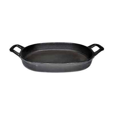 Assadeira Ferro Fundido Lisa Oval Alça St 35x24cm para Forno e Fogão Rig Fundidos