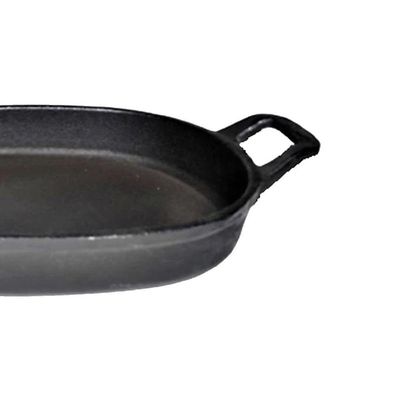Assadeira Ferro Fundido Lisa Oval Alça St 35x24cm para Forno e Fogão Rig Fundidos