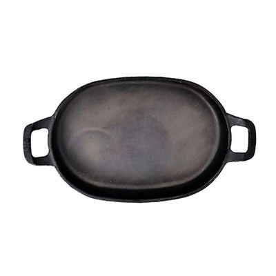 Assadeira Ferro Fundido Lisa Oval Alça St 35x24cm para Forno e Fogão Rig Fundidos