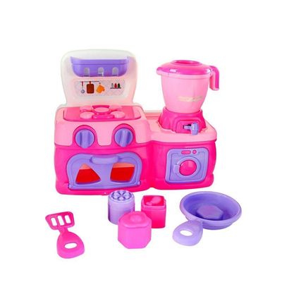 Mini Cozinha Infantil com Fogão Forno e Acessórios Rosa com Botões Sonoros JP Brink