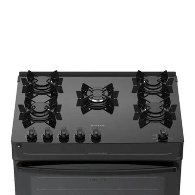 Fogão 5 Bocas Monaco Top Glass Atlas Preto Bivolt