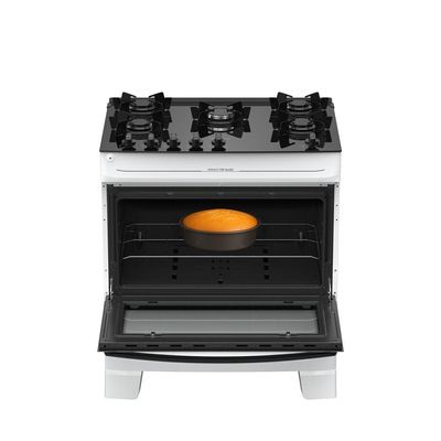 Fogão 5 Bocas Atlas Mônaco Top Glass Automático Mesa De Vidro Branco Bivolt