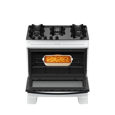 Fogão 5 Bocas Atlas Mônaco Top Glass Automático Mesa De Vidro Branco Bivolt