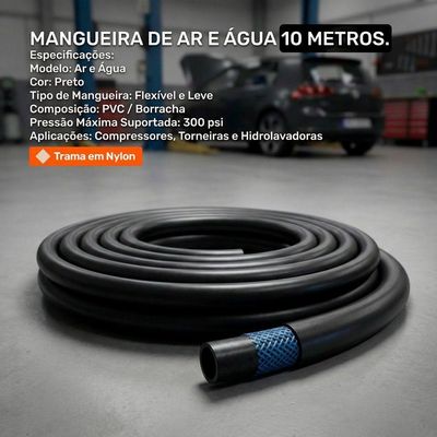 10mts Mangueira 5/16" De Alta Pressão Ar / água Para Compressor E Lavadora