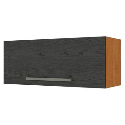 Armário Aéreo Sob Geladeira Favorita 1 Porta MDP 15mm 80cm Cinamomo Preto Zanzini Móveis
