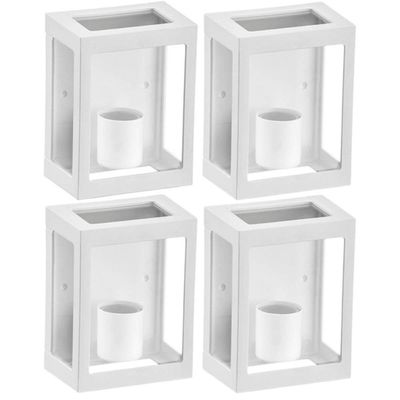 Kit 4 Arandelas de Parede Grade Aberta Branca Termoplástico E27 Lente Transparente Dital Interna e E