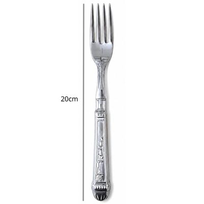 Jogo 6 Garfos de Sobremesa Aço Inox 430 20cm Decorados Bolo Fruta Talheres Mesa Posta Inox