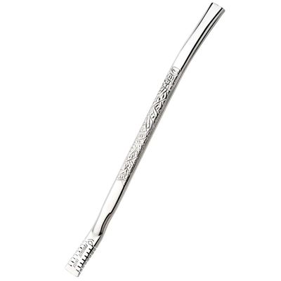 Bomba Inox Chata Trabalhada Chupeta Simples Bojo Serrilhado Cano De 8mmx19Cm