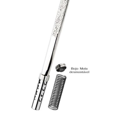 Bomba Inox Desmontável Chata Trabalhada Chupeta Dupla Bojo Mola Cano Com 8mmx22Cm