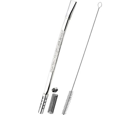 Bomba Inox Desmontável Chata Trabalhada Chupeta Dupla Bojo Mola Cano Com 8mmx22Cm