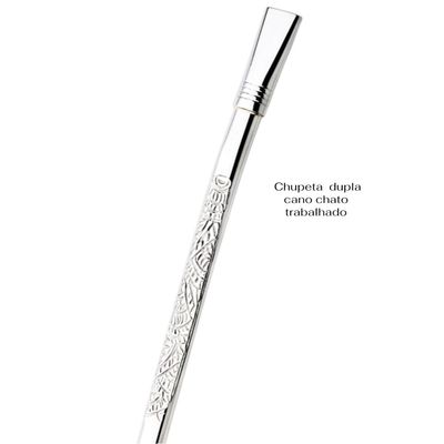 Bomba Inox Desmontável Chata Trabalhada Chupeta Dupla Bojo Mola Cano Com 8mmx22Cm