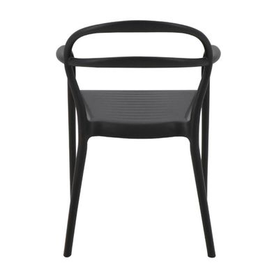 Jogo 4 Cadeiras Plástica com Braços Preta Tramontina Summa Sissi Eco 182kg Sala Varanda