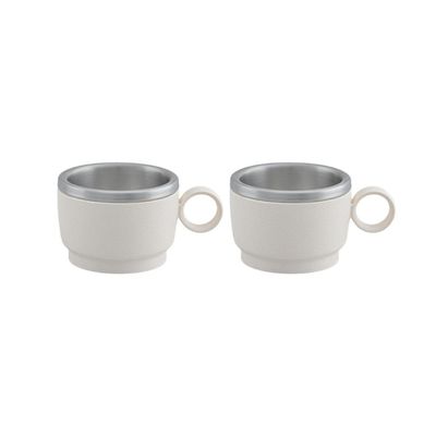 Kit 2 Xícaras para Café Tramontina em Aço Inox Branco 80 ml