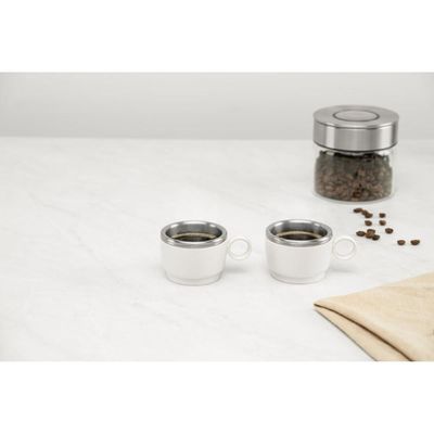 Kit 2 Xícaras para Café Tramontina em Aço Inox Branco 80 ml