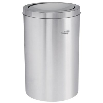 Lixeira Inox Tramontina Swing Scotch Brite e Tampa Basculante 12 Litros