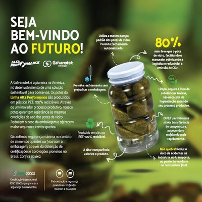 Kit 6 Potes para Conservas 3L Plástico Tampa Alumínio G2530 Galvanotek