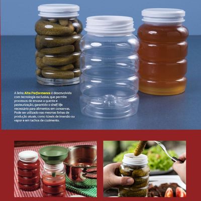 Kit 6 Potes para Conservas 3L Plástico Tampa Alumínio G2530 Galvanotek