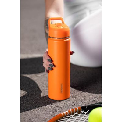 Garrafa Térmica Tramontina 650 ml Laranja com Canudo
