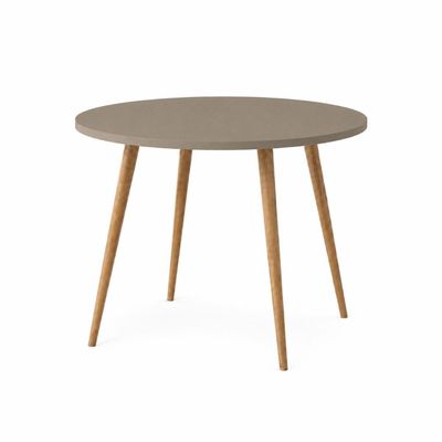 Mesa Jantar Sofia Redonda 80cm Mocca 18mm Pés de Madeira Natural Marin