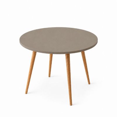 Mesa Jantar Sofia Redonda 80cm Mocca 18mm Pés de Madeira Natural Marin