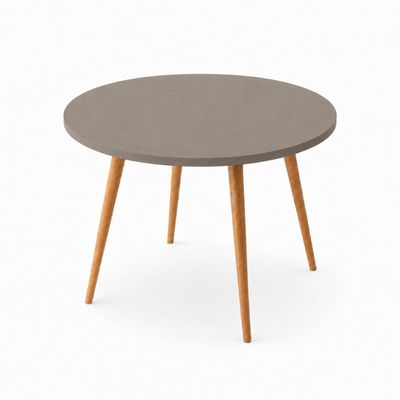 Mesa Jantar Sofia Redonda 80cm Mocca 18mm Pés de Madeira Natural Marin