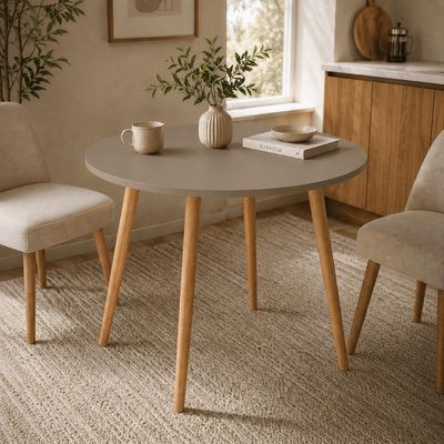 Mesa Jantar Sofia Redonda 80cm Mocca 18mm Pés de Madeira Natural Marin