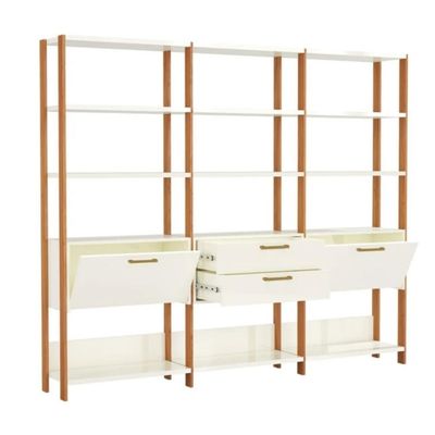 Estante 2 Portas 2 Gavetas Off White Freijó 216x32x185 cm Dalla Costa