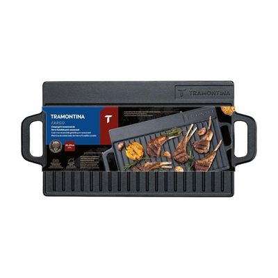 Chapa Retangular Tramontina Fargo Ferro Fundido Pre-Seasoned 37 cm 2,3 L Preta