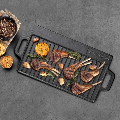 Chapa Retangular Tramontina Fargo Ferro Fundido Pre-Seasoned 37 cm 2,3 L Preta