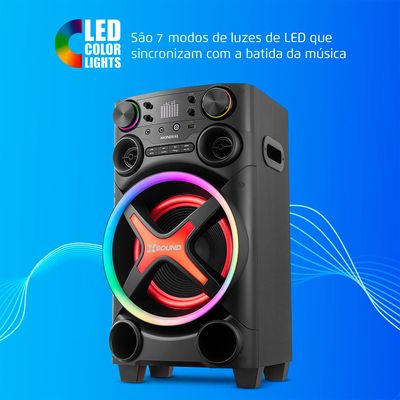 Torre de Som Mondial TM-1200-B luzes Bluetooth 1200W RMS APP Bivolt