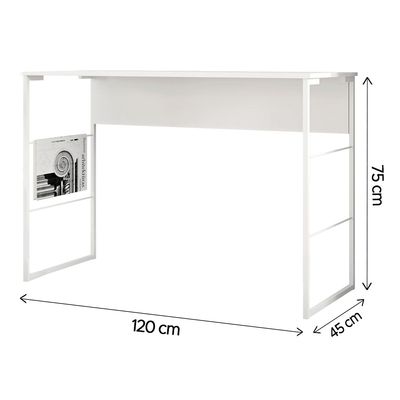 Mesa De Estudo Fabrick Computador Escritório 120cm Caemmun Branco
