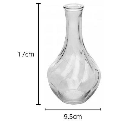 Kit 2 Vasos Vidro 9x17cm Pumpkin Lyor Vasinho Transparente Jarro Flores Decoração Mesa Centro Jantar