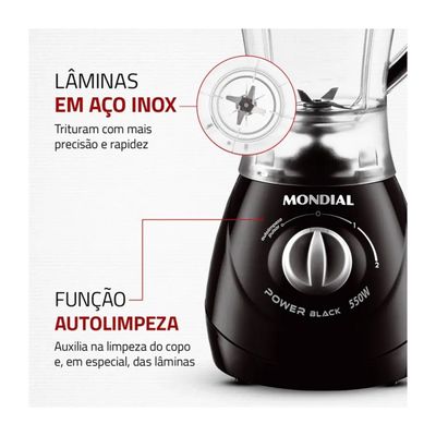 Liquidificador Power 2 Black Mondial 550W L-28