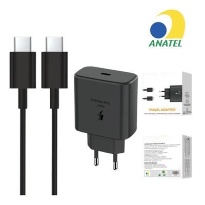 Fonte Para Smartphone USB-C Turbo Carregamento Preto Rápido