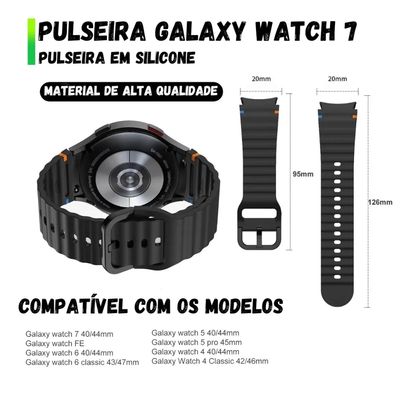 Pulseira SmartWatch Preta Ondas Moderna Para Watch 6 Classic