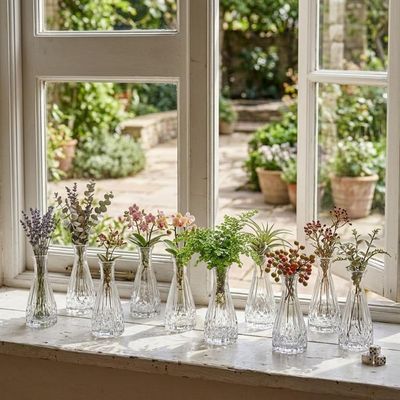Kit 12 Vasos Vidro 15cm Transparente Wolff Decorativo Flores Mesa de Centro Jantar Pequenos