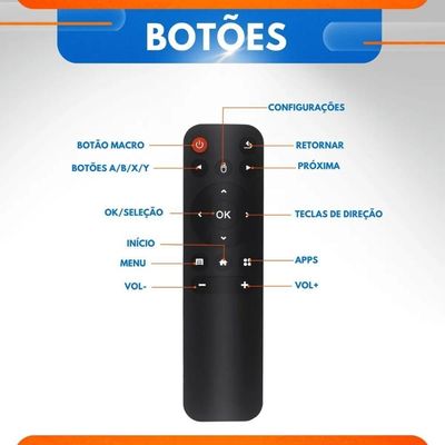 Smart TV Stick Lelong Android 4K para Streaming Wi-Fi HDMI com Controle Remoto Preto