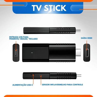 Smart TV Stick Lelong Android 4K para Streaming Wi-Fi HDMI com Controle Remoto Preto