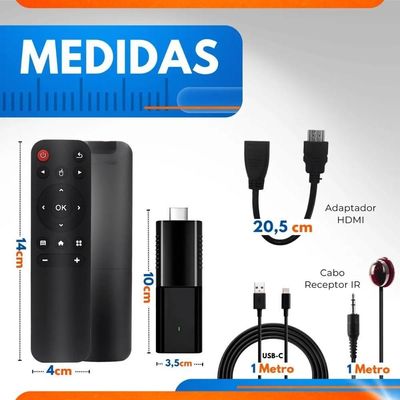 Smart TV Stick Lelong Android 4K para Streaming Wi-Fi HDMI com Controle Remoto Preto